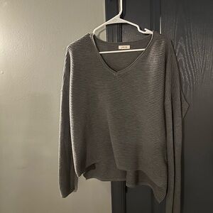 Gray/Blue V-Neck Women's Sweater